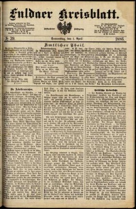 Ausgabe vom Donnerstag, den 01. April 1886.