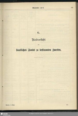 G. Uebersicht der staatlichen Fonds zu bestimmten Zwecken