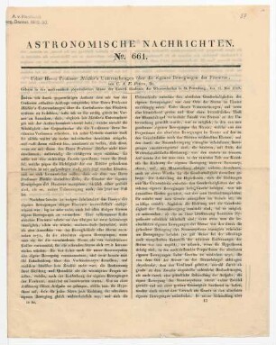 "Über Herrn Professor Mädler's Untersuchungen über die eigenen Bewegungen der Fixsterne."