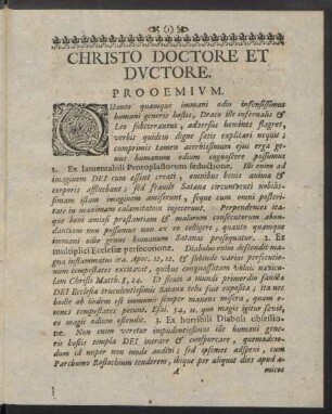 Christo Doctore Et Ductore. Prooemium