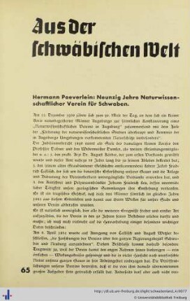 Neunzig Jahre Naturwissenschaftlicher Verein für Schwaben.