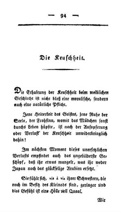 Die Keuschheit.