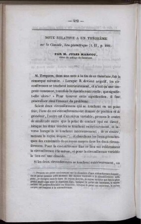 Note relative a un théoréme.