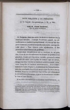 Note relative a un théoréme.