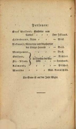 Der Mönch vom Carmel : Ein dramatisches Gedicht in fünf Aufzügen. Auf der Mannheimer Bühne des 10ten September 1786 zum erstenmale aufgeführt
