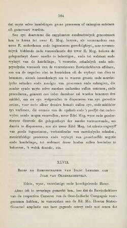 XLVII. Brief en Remonstrantie van Isaac Lemaire aan Joan van Oldenbarnevelt