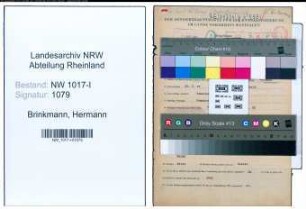 Entnazifizierung Hermann Brinkmann , geb. 28.02.1904 (Werkmeister)