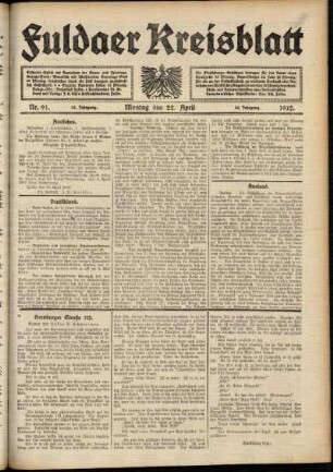 Ausgabe vom Montag, den 22. April 1912.