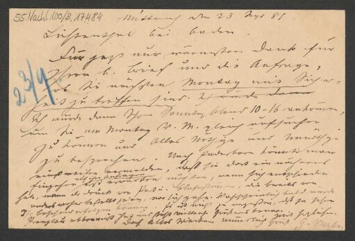 Brief an B. Schott's Söhne : 23.09.1885