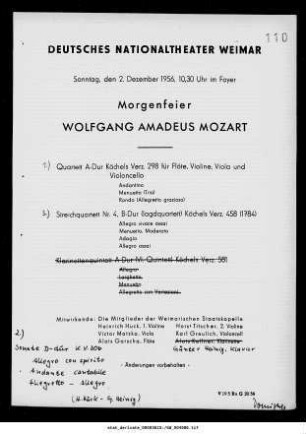 Morgenfeier Wolfgang Amadeus Mozart