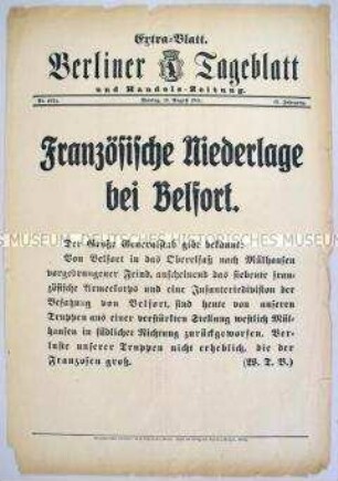 Extra-Blatt des "Berliner Tageblatt" zu den Kämpfen bei Belfort