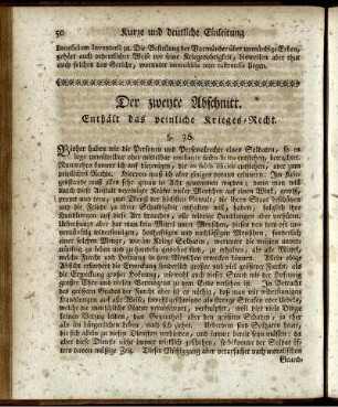Der zweyte Abschnitt. Enthält das peinliche Kriegs-Recht.