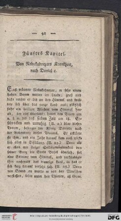 Fünftes Kapitel: Von Nebukadnezars Krankheit, nach Daniel 4.
