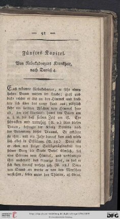 Fünftes Kapitel: Von Nebukadnezars Krankheit, nach Daniel 4.