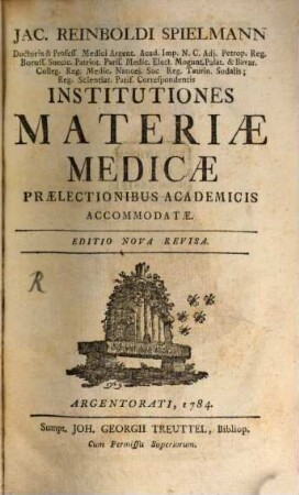 Institutiones materiae medicae