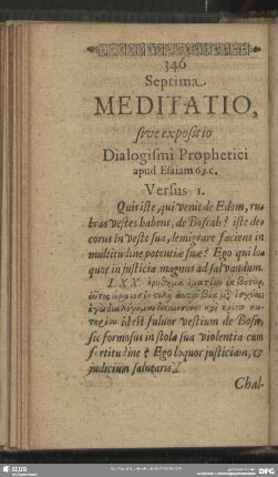 Septima Meditatio, sive expositio Dialogismi Prophetici apud Esaiam 63.c.