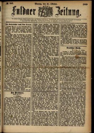 Ausgabe vom Montag, den 21. Oktober 1889.