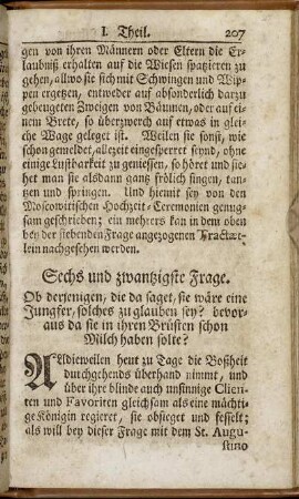 Sechs und zwantzigste Frage.