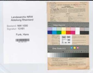 Entnazifizierung Hans Funk, geb. 07.09.1904 (Angest.)