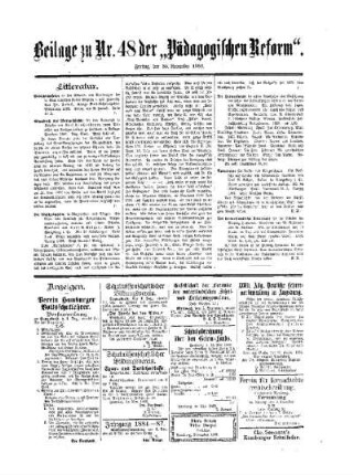 Litteratur : Beilage zu No. 48 der Pädagogischen Reform