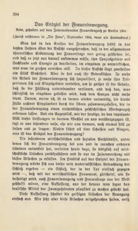 Das Endziel der Frauenbewegung