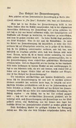 Das Endziel der Frauenbewegung