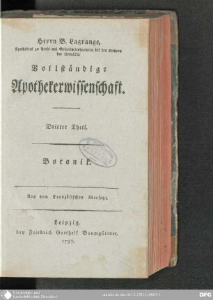 Dritter Theil: Botanik