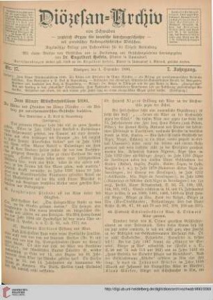 7: Zum Ulmer Münsterjubiläum 1890. Die Altäre und Pfründen im Ulmer Münster, [3] : ein Beitrag zur vorreformatorischen Geschichte desselben