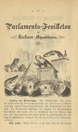 Parlaments-Feuilleton des Berliner Aquariums