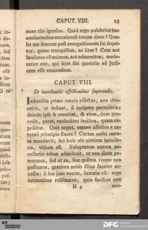 Caput VIII. De inordinatis affectionibus superandis