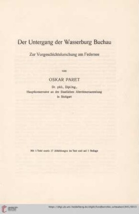 Der Untergang der Wasserburg Buchau : Zur Vorgeschichtsforschung am Federsee