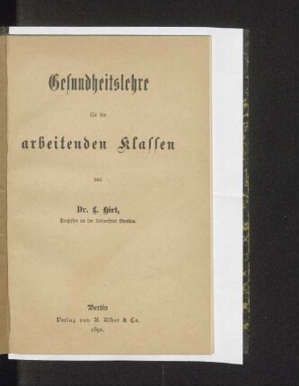 Gesundheitslehre für die arbeitenden Klassen