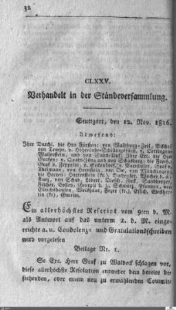 175. Sitzung, Stuttgart, 12.11.1816