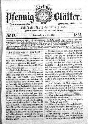 No. 12, Sonnabend, den 18. März