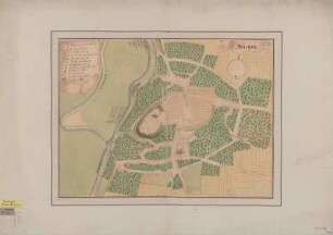 Plan von Wurzen, Handzeichnung, um 1720? : Wurtzen. - [S.l.] , [um 1720?]. - 1 Kt. : kolor. Handzeichng. ; 50 x 37 cm