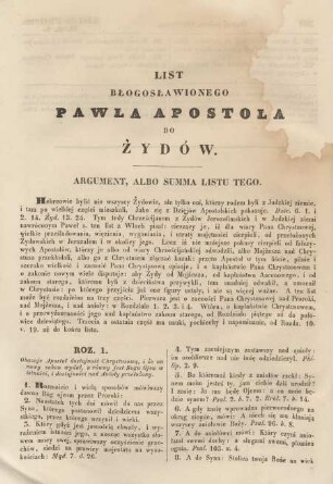 List blogoslawionego Pawla Apostola do Zydow