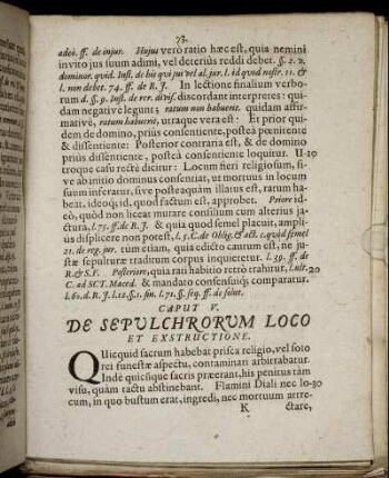 Caput V. De Sepulchrorum Loco Et Exstructione.