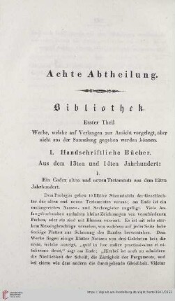 Achte Abtheilung Erster Theil