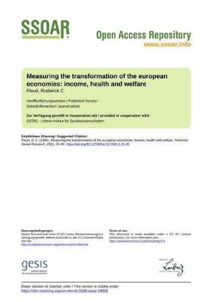 Measuring the transformation of the european economies: income, health and welfare