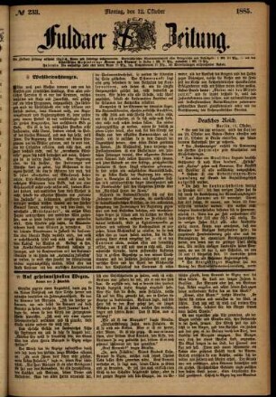 Ausgabe vom Montag, den 12. Oktober 1885.