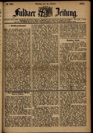 Ausgabe vom Montag, den 12. Oktober 1885.
