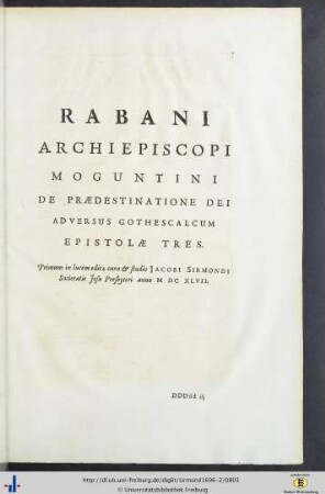 X. Rabani Archiepiscopi Moguntini Tres Epistolae.