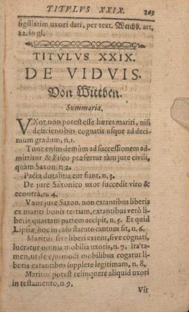 Titvlvs XXIX. De Vidvis. Von Wittben.