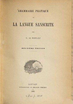 Grammaire pratique de la langue sanscrite