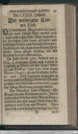 Die LXXIX. Historie. Der verwegene Cronen Dieb
