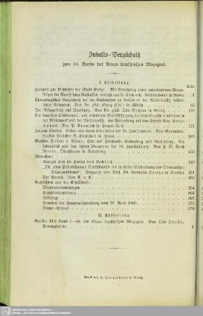Inhalts-Verzeichniß zum 46. Bande des Neuen Lausitzischen Magazins