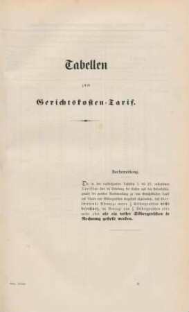 Tabellen zum Gerichtskosten-Tarif