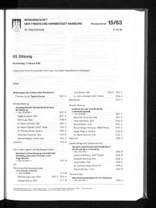 63. Sitzung