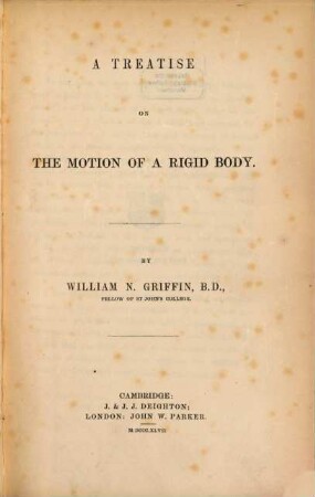 A Treatise on the Motion of a Rigid Body