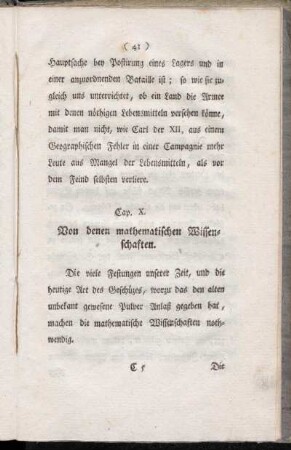 Cap. X. Von denen mathematischen Wissenschaften.
